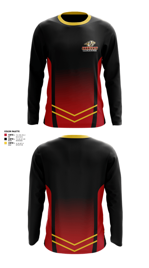 Long Sleeve Performance Shirt, Sabrecats Lacrosse, Men's Lacrosse, Teamtime, Team time, sublimation, custom sports apparel, team uniforms, spirit wear, spiritwear, sports uniforms, custom shirts, team store, custom team store, fundraiser sports, apparel fundraiser