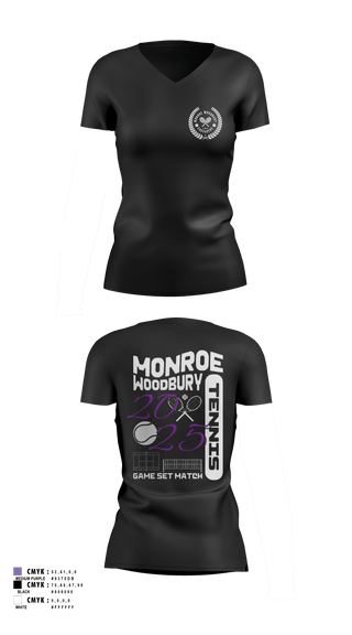 Womens Short Sleeve Vneck Shirt, Monroe Woodbury, Tennis, Teamtime, Team time, sublimation, custom sports apparel, team uniforms, spirit wear, spiritwear, sports uniforms, custom shirts, team store, custom team store, fundraiser sports, apparel fundraiser