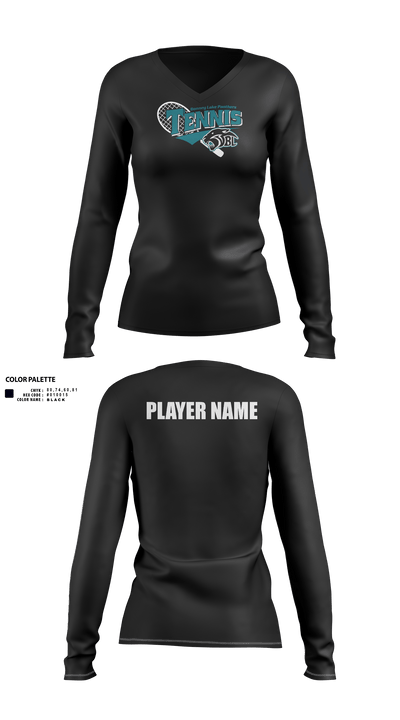 Bonney Lake Panthers Tennis 67829590 Women's Long Sleeve V-neck Shirt - 1
