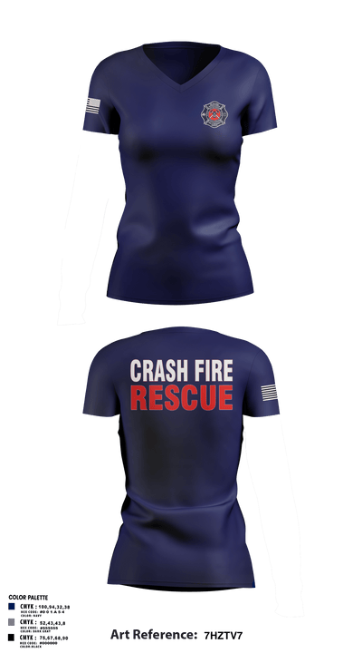 ISA Air base Fire Dept. 19172110 Women's Short Sleeve V-neck Shirt - 67