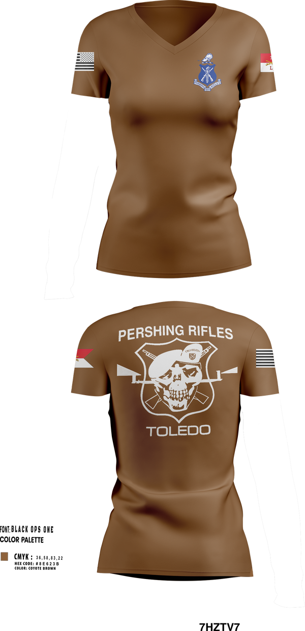 Womens Short Sleeve Vneck Shirt, Pershing Rifles Troop L-1, , Teamtime, Team time, sublimation, custom sports apparel, team uniforms, spirit wear, spiritwear, sports uniforms, custom shirts, team store, custom team store, fundraiser sports, apparel fundraiser