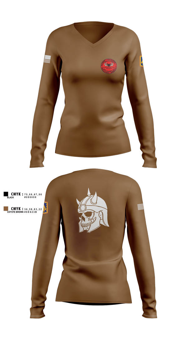 Womens Long Sleeve Vneck Shirt, U.S ARMY, 108th ADA BDE, 44th ADA Regiment, 2nd Battalion, Charlie Battery,, Army, Teamtime, Team time, sublimation, custom sports apparel, team uniforms, spirit wear, spiritwear, sports uniforms, custom shirts, team store, custom team store, fundraiser sports, apparel fundraiser