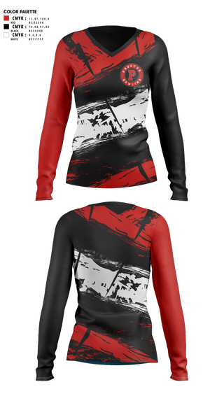 Womens Long Sleeve Vneck Shirt, Proctor Raiders, Bowling, Teamtime, Team time, sublimation, custom sports apparel, team uniforms, spirit wear, spiritwear, sports uniforms, custom shirts, team store, custom team store, fundraiser sports, apparel fundraiser