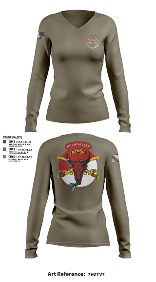 Womens Long Sleeve Vneck Shirt, 1/113 CAV B-Troop, Army, Teamtime, Team time, sublimation, custom sports apparel, team uniforms, spirit wear, spiritwear, sports uniforms, custom shirts, team store, custom team store, fundraiser sports, apparel fundraiser