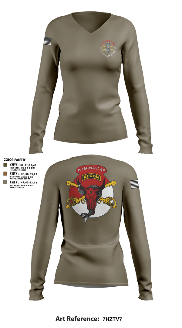 Womens Long Sleeve Vneck Shirt, 1/113 CAV B-Troop, Army, Teamtime, Team time, sublimation, custom sports apparel, team uniforms, spirit wear, spiritwear, sports uniforms, custom shirts, team store, custom team store, fundraiser sports, apparel fundraiser