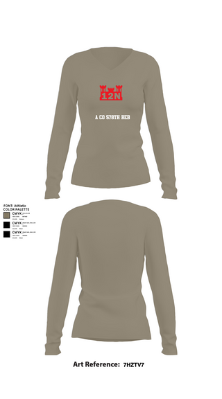 Womens Long Sleeve Vneck Shirt, A co 578th BEB, , Teamtime, Team time, sublimation, custom sports apparel, team uniforms, spirit wear, spiritwear, sports uniforms, custom shirts, team store, custom team store, fundraiser sports, apparel fundraiser