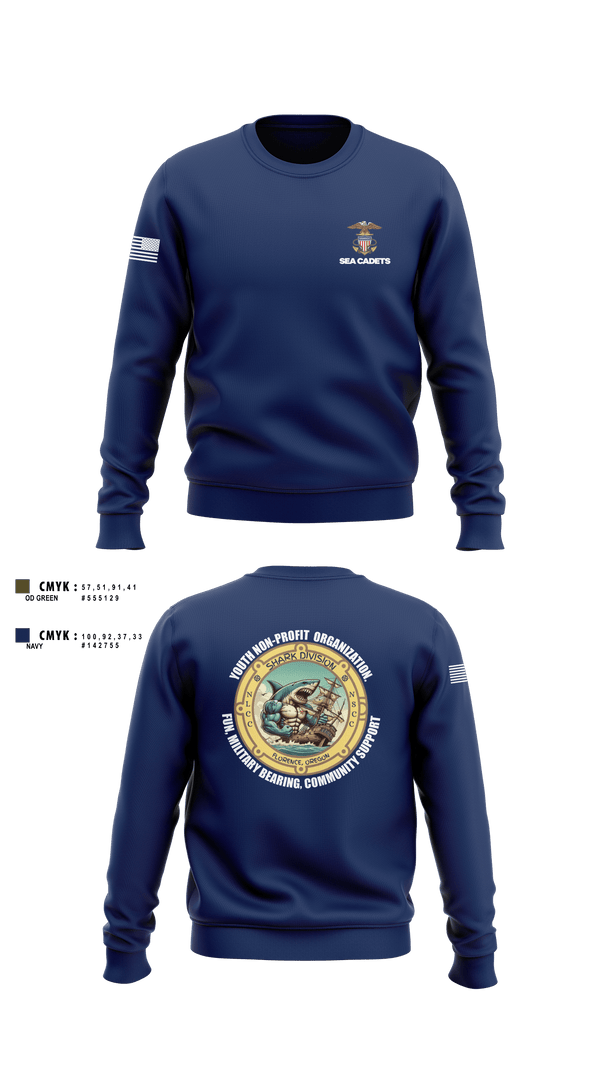 Crew Neck Sweatshirt, US Naval Sea Cadets Shark Division, , Teamtime, Team time, sublimation, custom sports apparel, team uniforms, spirit wear, spiritwear, sports uniforms, custom shirts, team store, custom team store, fundraiser sports, apparel fundraiser