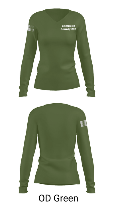 Sampson County CID 97321747 Women's Long Sleeve V-neck Shirt - 54