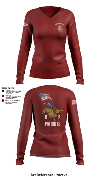 Womens Long Sleeve Vneck Shirt, B2 Patriots sports, Army, Teamtime, Team time, sublimation, custom sports apparel, team uniforms, spirit wear, spiritwear, sports uniforms, custom shirts, team store, custom team store, fundraiser sports, apparel fundraiser