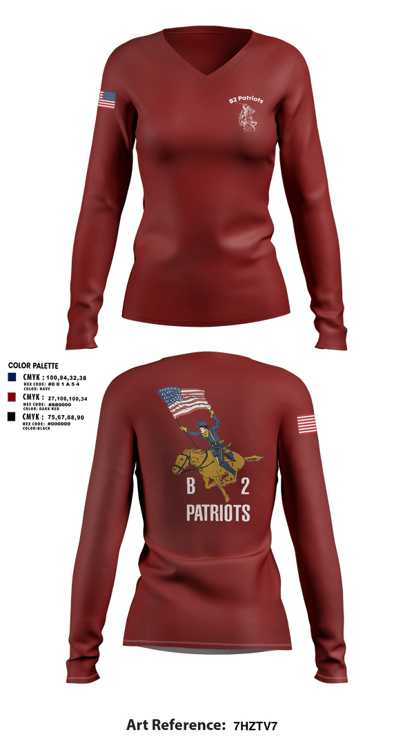 Womens Long Sleeve Vneck Shirt, B2 Patriots sports, Army, Teamtime, Team time, sublimation, custom sports apparel, team uniforms, spirit wear, spiritwear, sports uniforms, custom shirts, team store, custom team store, fundraiser sports, apparel fundraiser