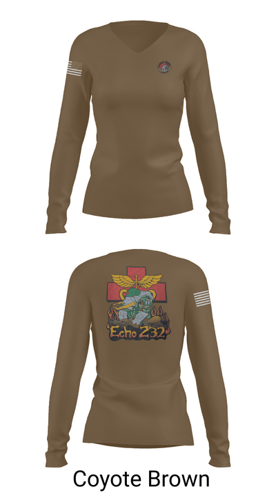 Echo Company 232nd battalion 37509624 Women's Long Sleeve V-neck Shirt - 17