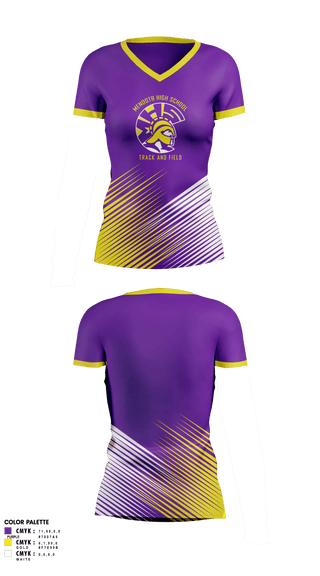 Womens Short Sleeve Vneck Shirt, Mendota High School Track and Field, Track & Field, Teamtime, Team time, sublimation, custom sports apparel, team uniforms, spirit wear, spiritwear, sports uniforms, custom shirts, team store, custom team store, fundraiser sports, apparel fundraiser