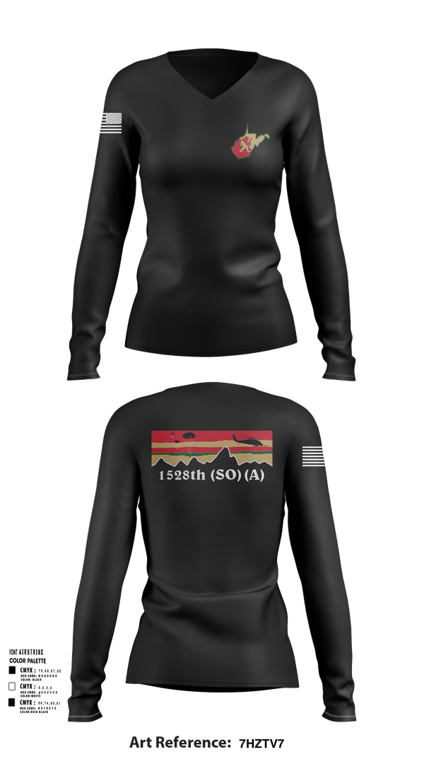 Womens Long Sleeve Vneck Shirt, 1528th FSC (SO) (A), , Teamtime, Team time, sublimation, custom sports apparel, team uniforms, spirit wear, spiritwear, sports uniforms, custom shirts, team store, custom team store, fundraiser sports, apparel fundraiser