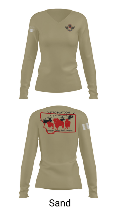 E co. 1-189th 4920111 Women's Long Sleeve V-neck Shirt - 92