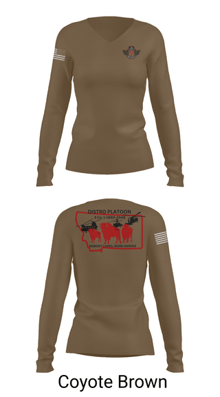 Womens Long Sleeve Vneck Shirt, E co. 1-189th, , Teamtime, Team time, sublimation, custom sports apparel, team uniforms, spirit wear, spiritwear, sports uniforms, custom shirts, team store, custom team store, fundraiser sports, apparel fundraiser