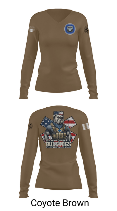 Bravo Company Bulldogs 26926733 Women's Long Sleeve V-neck Shirt - 17