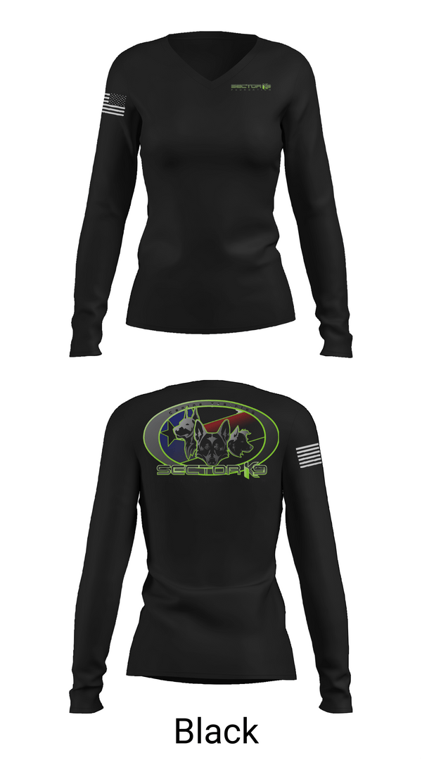 Womens Long Sleeve Vneck Shirt, Sector K9 Foundation, , Teamtime, Team time, sublimation, custom sports apparel, team uniforms, spirit wear, spiritwear, sports uniforms, custom shirts, team store, custom team store, fundraiser sports, apparel fundraiser