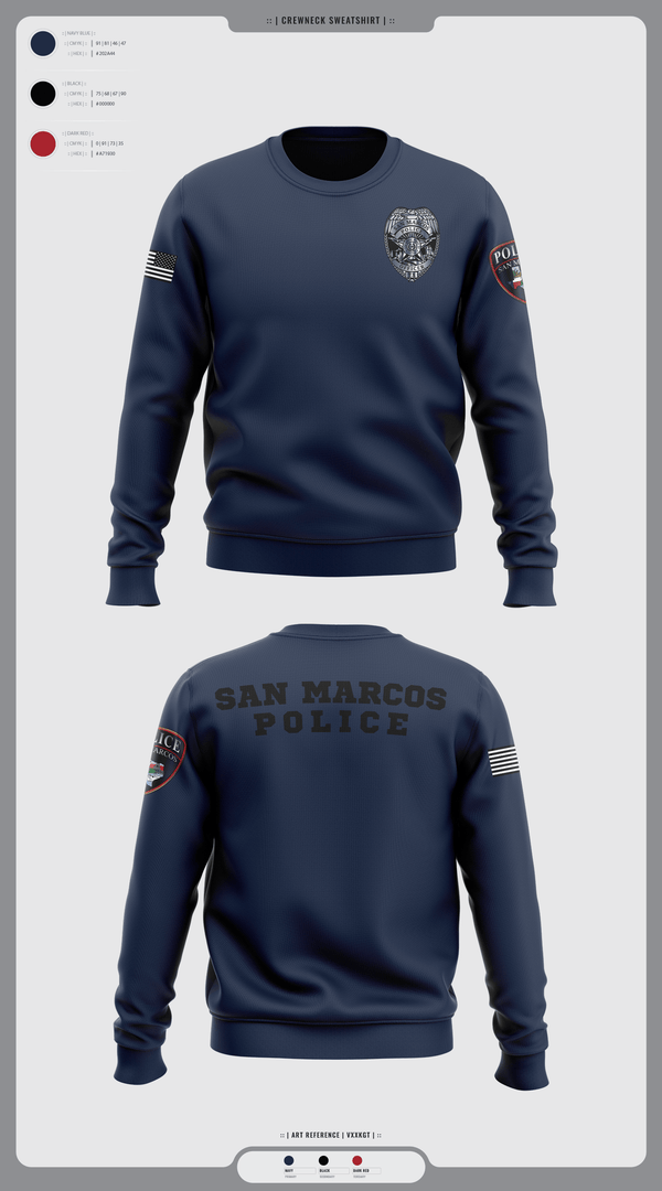 Crew Neck Sweatshirt, San marcos police - field force, Police, Teamtime, Team time, sublimation, custom sports apparel, team uniforms, spirit wear, spiritwear, sports uniforms, custom shirts, team store, custom team store, fundraiser sports, apparel fundraiser
