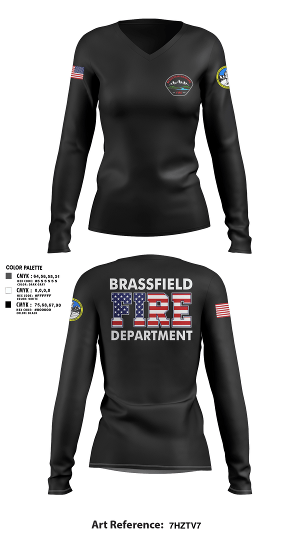 Womens Long Sleeve Vneck Shirt, Marine corps mountain warfare training center fire and emergency services, Fire Department, Teamtime, Team time, sublimation, custom sports apparel, team uniforms, spirit wear, spiritwear, sports uniforms, custom shirts, team store, custom team store, fundraiser sports, apparel fundraiser