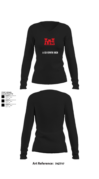 Womens Long Sleeve Vneck Shirt, A co 578th BEB, , Teamtime, Team time, sublimation, custom sports apparel, team uniforms, spirit wear, spiritwear, sports uniforms, custom shirts, team store, custom team store, fundraiser sports, apparel fundraiser