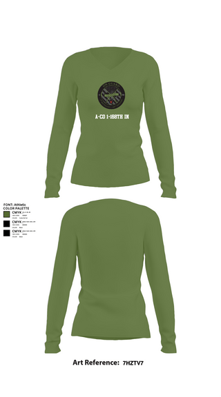 Womens Long Sleeve Vneck Shirt, A-CO 1-168TH IN, , Teamtime, Team time, sublimation, custom sports apparel, team uniforms, spirit wear, spiritwear, sports uniforms, custom shirts, team store, custom team store, fundraiser sports, apparel fundraiser