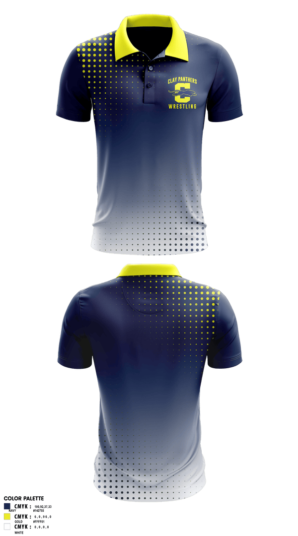 Short Sleeve Performance Polo, Clay Panthers, Wrestling, Teamtime, Team time, sublimation, custom sports apparel, team uniforms, spirit wear, spiritwear, sports uniforms, custom shirts, team store, custom team store, fundraiser sports, apparel fundraiser