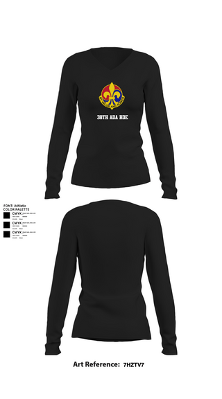 Womens Long Sleeve Vneck Shirt, 38th ADA BDE, Army, Teamtime, Team time, sublimation, custom sports apparel, team uniforms, spirit wear, spiritwear, sports uniforms, custom shirts, team store, custom team store, fundraiser sports, apparel fundraiser