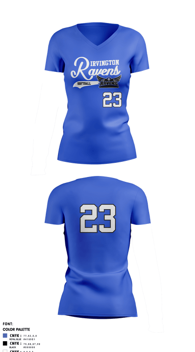 Irvington Preparatory Academy Softball 81081821 Women's Short Sleeve V-neck Shirt - 3