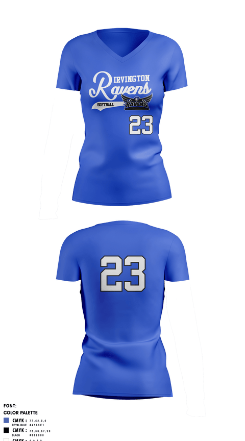 Womens Short Sleeve Vneck Shirt, Irvington Preparatory Academy Softball, Softball, Teamtime, Team time, sublimation, custom sports apparel, team uniforms, spirit wear, spiritwear, sports uniforms, custom shirts, team store, custom team store, fundraiser sports, apparel fundraiser
