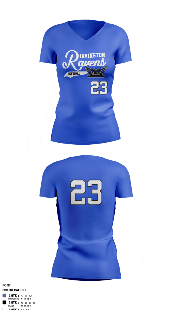 Womens Short Sleeve Vneck Shirt, Irvington Preparatory Academy Softball, Softball, Teamtime, Team time, sublimation, custom sports apparel, team uniforms, spirit wear, spiritwear, sports uniforms, custom shirts, team store, custom team store, fundraiser sports, apparel fundraiser