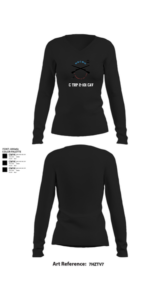 Womens Long Sleeve Vneck Shirt, C TRP 2-101 CAV, , Teamtime, Team time, sublimation, custom sports apparel, team uniforms, spirit wear, spiritwear, sports uniforms, custom shirts, team store, custom team store, fundraiser sports, apparel fundraiser