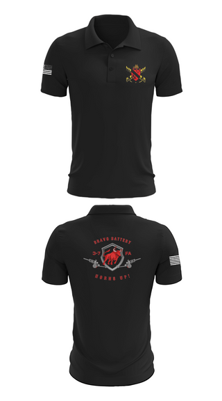 Short Sleeve Performance Polo, Bravo Battery 3-7 FA, Army, Teamtime, Team time, sublimation, custom sports apparel, team uniforms, spirit wear, spiritwear, sports uniforms, custom shirts, team store, custom team store, fundraiser sports, apparel fundraiser