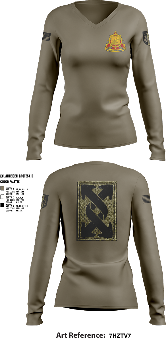 Womens Long Sleeve Vneck Shirt, 441st transportation company, Army, Teamtime, Team time, sublimation, custom sports apparel, team uniforms, spirit wear, spiritwear, sports uniforms, custom shirts, team store, custom team store, fundraiser sports, apparel fundraiser