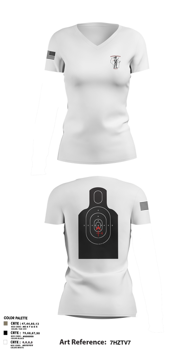 WIARNG Marksmanship 12854544 Women's Short Sleeve V-neck Shirt - 112