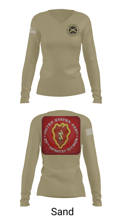 25th infantry division C-Btry 1/8 FA 8241745 Women's Long Sleeve V-neck Shirt - 97