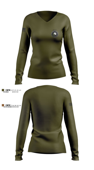 C CO 2-13th AVN REGT 33503079 Women's Long Sleeve V-neck Shirt - 2