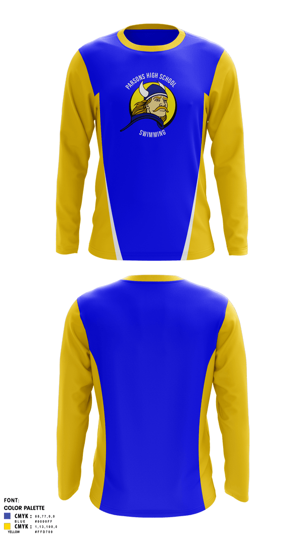 Long Sleeve Performance Shirt, Parsons High School Swimming, Swimming, Teamtime, Team time, sublimation, custom sports apparel, team uniforms, spirit wear, spiritwear, sports uniforms, custom shirts, team store, custom team store, fundraiser sports, apparel fundraiser