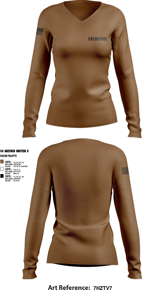 Womens Long Sleeve Vneck Shirt, Coldsteel, , Teamtime, Team time, sublimation, custom sports apparel, team uniforms, spirit wear, spiritwear, sports uniforms, custom shirts, team store, custom team store, fundraiser sports, apparel fundraiser