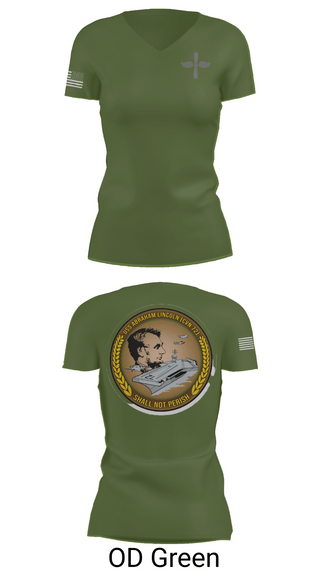 Womens Short Sleeve Vneck Shirt, CVN 72 Abraham Lincoln, , Teamtime, Team time, sublimation, custom sports apparel, team uniforms, spirit wear, spiritwear, sports uniforms, custom shirts, team store, custom team store, fundraiser sports, apparel fundraiser