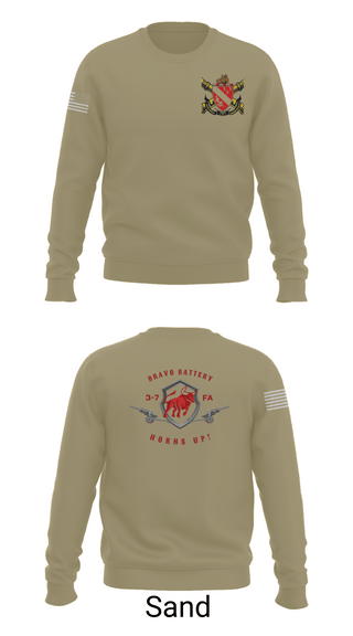 Crew Neck Sweatshirt, Bravo Battery 3-7 FA, Army, Teamtime, Team time, sublimation, custom sports apparel, team uniforms, spirit wear, spiritwear, sports uniforms, custom shirts, team store, custom team store, fundraiser sports, apparel fundraiser