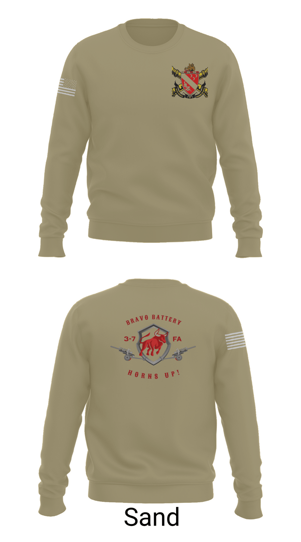 Crew Neck Sweatshirt, Bravo Battery 3-7 FA, Army, Teamtime, Team time, sublimation, custom sports apparel, team uniforms, spirit wear, spiritwear, sports uniforms, custom shirts, team store, custom team store, fundraiser sports, apparel fundraiser