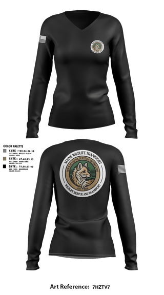 Womens Long Sleeve Vneck Shirt, Maine Wildlife Transport, , Teamtime, Team time, sublimation, custom sports apparel, team uniforms, spirit wear, spiritwear, sports uniforms, custom shirts, team store, custom team store, fundraiser sports, apparel fundraiser