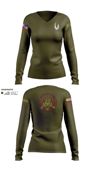 Womens Long Sleeve Vneck Shirt, 837 TRS Rhinos, Air Force, Teamtime, Team time, sublimation, custom sports apparel, team uniforms, spirit wear, spiritwear, sports uniforms, custom shirts, team store, custom team store, fundraiser sports, apparel fundraiser
