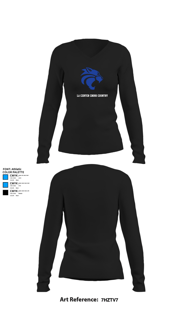 Womens Long Sleeve Vneck Shirt, La Center Cross Country, Cross Country, Teamtime, Team time, sublimation, custom sports apparel, team uniforms, spirit wear, spiritwear, sports uniforms, custom shirts, team store, custom team store, fundraiser sports, apparel fundraiser