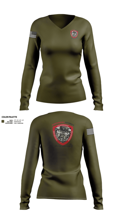 Northwest Georgia Young Marines 76347132 Women's Long Sleeve V-neck Shirt - 1