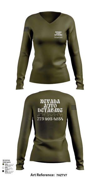 Womens Long Sleeve Vneck Shirt, Nevada auto detailing, , Teamtime, Team time, sublimation, custom sports apparel, team uniforms, spirit wear, spiritwear, sports uniforms, custom shirts, team store, custom team store, fundraiser sports, apparel fundraiser
