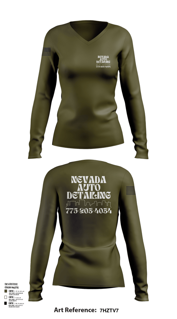 Womens Long Sleeve Vneck Shirt, Nevada auto detailing, , Teamtime, Team time, sublimation, custom sports apparel, team uniforms, spirit wear, spiritwear, sports uniforms, custom shirts, team store, custom team store, fundraiser sports, apparel fundraiser