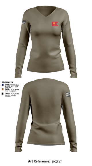 Womens Long Sleeve Vneck Shirt, 419th Transportation Company, , Teamtime, Team time, sublimation, custom sports apparel, team uniforms, spirit wear, spiritwear, sports uniforms, custom shirts, team store, custom team store, fundraiser sports, apparel fundraiser