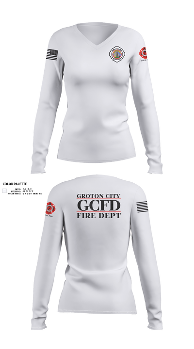 Groton City Fire Department 94427671 Women's Long Sleeve V-neck Shirt - 2