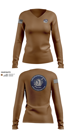 Womens Long Sleeve Vneck Shirt, Caroline Detention Facility, , Teamtime, Team time, sublimation, custom sports apparel, team uniforms, spirit wear, spiritwear, sports uniforms, custom shirts, team store, custom team store, fundraiser sports, apparel fundraiser